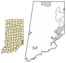 Location of West Harrison in Dearborn County, Indiana.