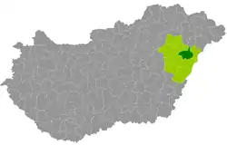Debrecen District within Hungary and Hajdú-Bihar County.