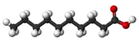 Ball-and-stick model of decanoic acid