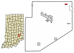 Location of Clarksburg in Decatur County, Indiana.