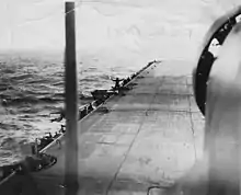 Fairey Swordfish landing on the Empire MacKay in 1944