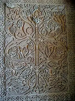 Floral and vegetal motifs from the Caliphate period at Madinat al-Zahra in Spain, carved in panels of limestone (10th century)