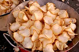 Deep-fried cassava chips, a type of vegetable chip