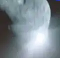 The moment of impact, as shown on NASA TV