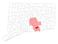 Deep River's location within Middlesex County and Connecticut