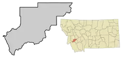 Location of Anaconda within the county Deer Lodge County.