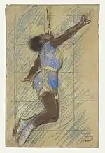 Edgar Degas, Miss Lala at the Fernando Circus, 1879. Pastel on paper, 46.4 cm × 29.8 cm (18.25 in × 11.75 in). J. Paul Getty Museum, Los Angeles.