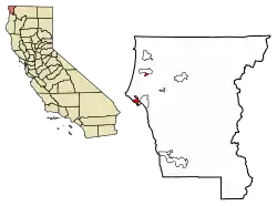 Location of Crescent City in Del Norte County