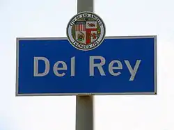 Del Rey  neighborhood sign  at the intersection of Centinela Avenue & Washington Boulevard