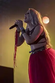 Wessels performing at the 2019 Tuska Open Air Metal Festival