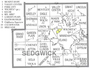 Location of Delano Township in Sedgwick County