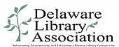 a little seed sprouting from the ground with the words Delaware Library Association under it and the motto beneath that