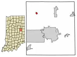 Location of Gaston in Delaware County, Indiana.