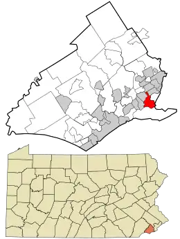 Location in Delaware County and the U.S. state of Pennsylvania.