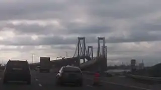 An atmospheric setting as the Delaware Memorial Bridge is approached from the Delaware side, 2017