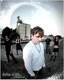 Promotional image for Delta-S second album, Voyage to Isis. From left to right: Lucien, Nicki Tedesco, Lyte, Tony Bandos, DJ Amanda Jones.