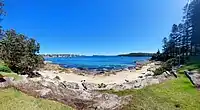 Views across Delwood Beach to Sydney Harbour