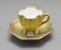 Jeweled demi-tasse cup and saucer "with sea-urchin foam", c. 1890