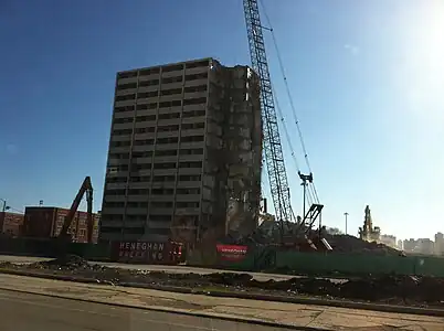 The last building of Cabrini–Green being demolished in 2011