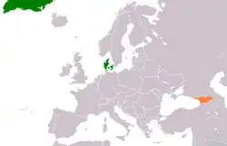 Map indicating locations of Denmark and Georgia