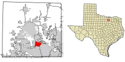 Location of Highland Village in Denton County, Texas