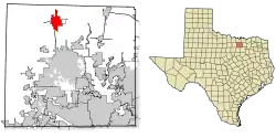 Location of Sanger in Denton County, Texas