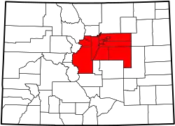 Location of Denver–Aurora–Lakewood, CO Metropolitan Statistical Areain Colorado