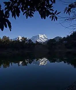 Reflection of Chaukhamba Peak in Deoria Tal