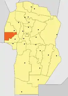 Location of Pocho Department in Córdoba Province