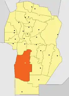 Location of Río Cuarto Department in Córdoba Province