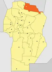 Location of Río Seco Department in Córdoba Province