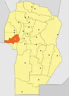 Location of San Alberto Department in Córdoba Province