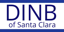 The logo of the Deposit Insurance National Bank of Santa Clara. Two horizontal lines are on the top and bottom of the logo. The letters 'DINB' are large, and 'of Santa Clara' are below it in a smaller font.