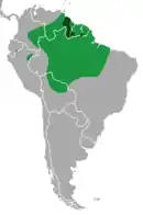 Suriname, Guyana, French Guiana, and Northern Brazil stretching over into Bolivia, Peru, Colombia, Venezuela