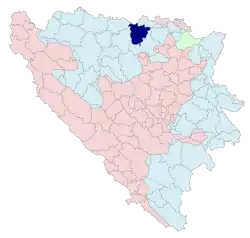 Location of Derventa within Republika Srpska