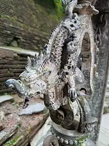 Dragon like design on the bell beside Bajrayogini temple