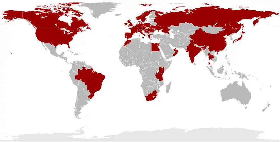 Swiss International Air Lines destinations, as of March 2019