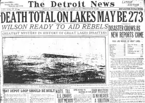 The front page of a newspaper with the headline "Death Toll on Lakes May Be 273"