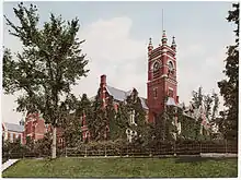 College Hall at Smith college, sepia image