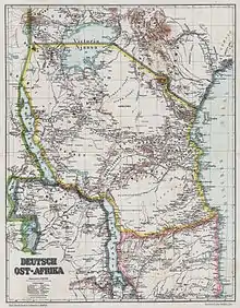 Historical map of German East Africa, 1892