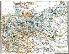 Detailed map in 1893 with cities and larger towns