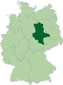 Map of Germany:Position of Saxony-Anhalt highlighted