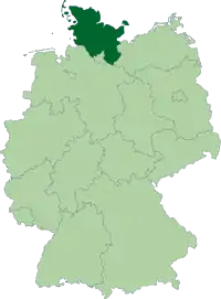 Map of Germany with the location of Schleswig-Holstein highlighted