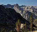 Devils Crags centered and aligned, from southeast.