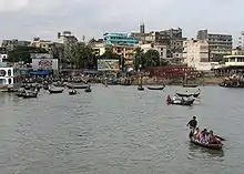 Sadarghat port on the Buriganga River, Dhaka city