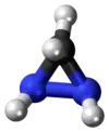 Ball-and-stick model of the diaziridine molecule