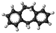 Ball-and-stick model of the dibenzocycloheptene molecule