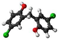 Ball-and-stick mode of the dichlorophen molecule