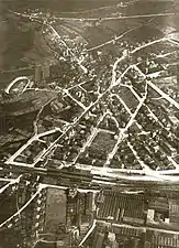 Oerlikon and its train station on an aerial photograph by Walter Mittelholzer (~1920)