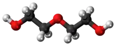 Ball-and-stick model of the diethylene glycol molecule